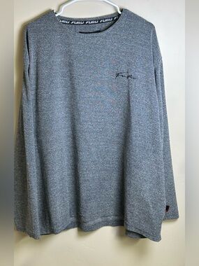 FUBU Gray Long Sleeve Shirt – Y2K Streetwear Logo Tee, Retro Urban Hip Hop Style